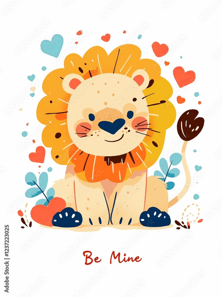 Cute cartoon lion with the text Cute cartoon lion with the text