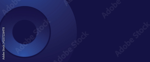Dark blue circle line abstract background. Shiny blue circle geometric lines with future technology concept. Vector illustration