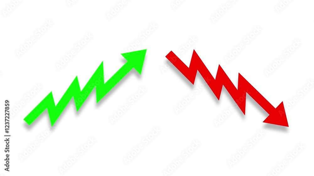 Upward and Downward Stock Chart, Business and Finance Icon Motion Graphics on White Background Upward and Downward Stock Chart, Business and Finance Icon Motion Graphics on White Background