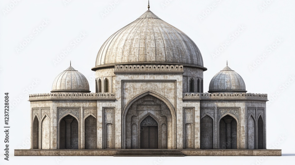 Obraz premium Grand ornate mosque with white marble domes and arched entrances