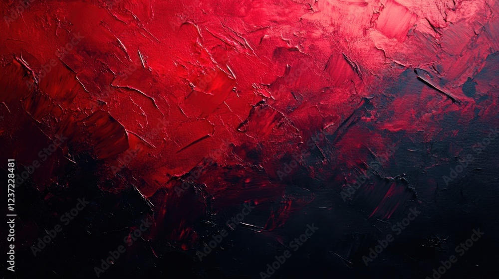 Abstract red and black textured painting with bold brushstrokes creating a dynamic visual effect Abstract red and black textured painting with bold brushstrokes creating a dynamic visual effect