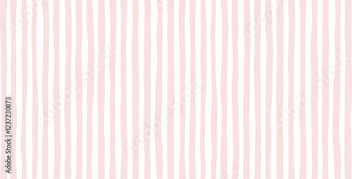 Pink striped pattern, girly stripe seamless background, cute pastel wavy lines. Vector stripes, baby hand draw doodle lines backdrop