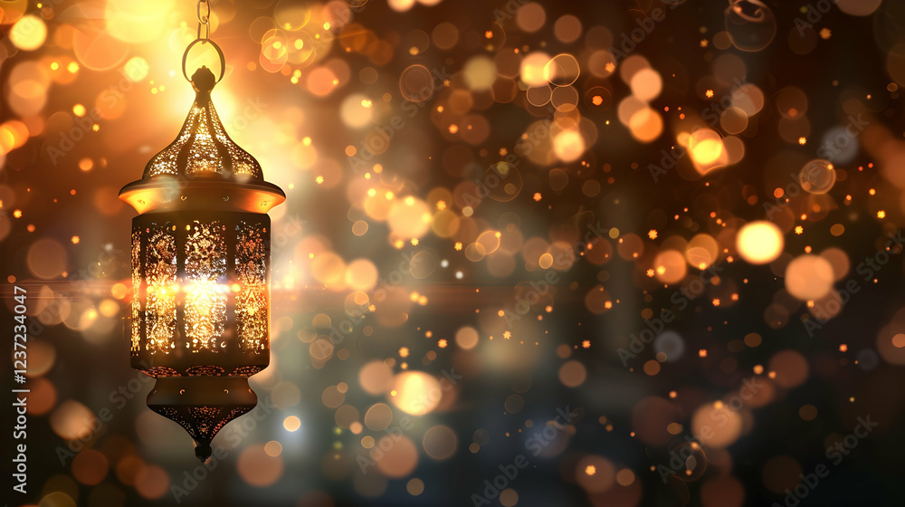A decorative lantern surrounded by a warm, glowing bokeh effect. A decorative lantern surrounded by a warm, glowing bokeh effect.
