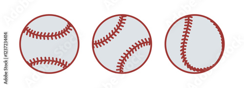 Set of Baseball ball. Outline sport ball baseball. Sport game equipment. Vector illustration