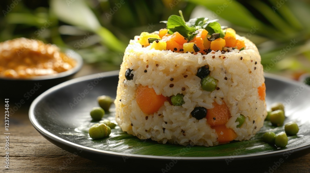 A bowl of seasoned rice with mixed vegetables, including peas and carrots. A healthy, vibrant dish commonly served in various cuisines as a staple meal. A bowl of seasoned rice with mixed vegetables, including peas and carrots. A healthy, vibrant dish commonly served in various cuisines as a staple meal.