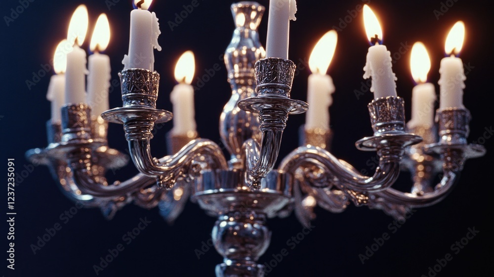 Glamorous chandelier with elegant candles and intricate designs. Glamorous chandelier with elegant candles and intricate designs.