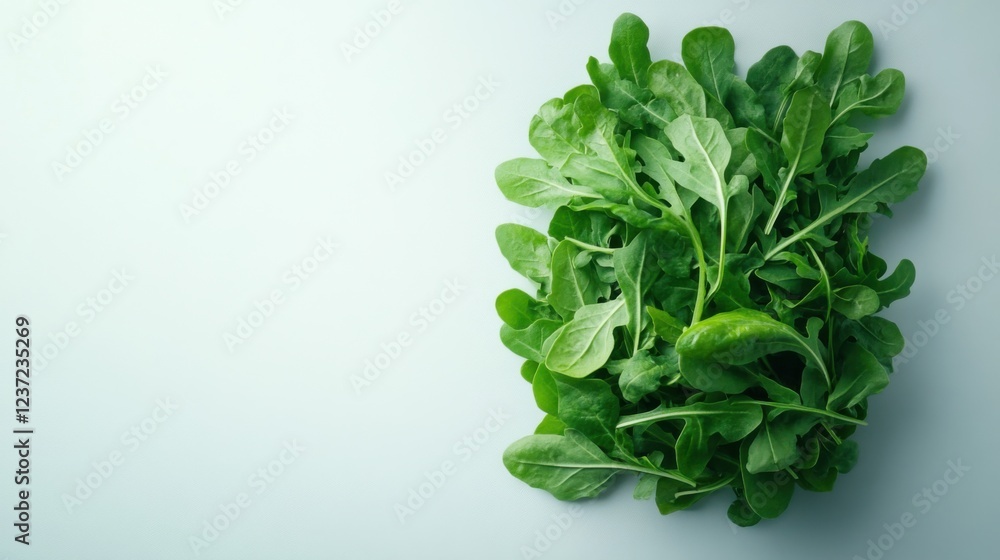 Fresh arugula leaves on light background - healthy green vegetables for salad and cooking Fresh arugula leaves on light background - healthy green vegetables for salad and cooking