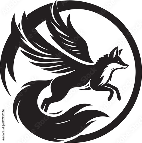A majestic fox in flight logo design