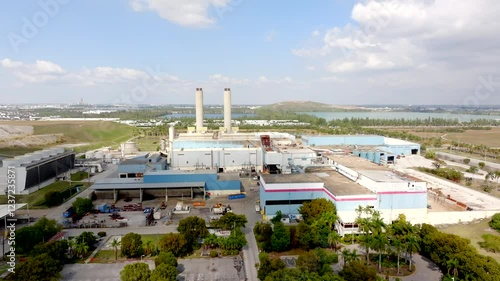 Static aerial drone video Doral Miami shut down trash incinerator photo