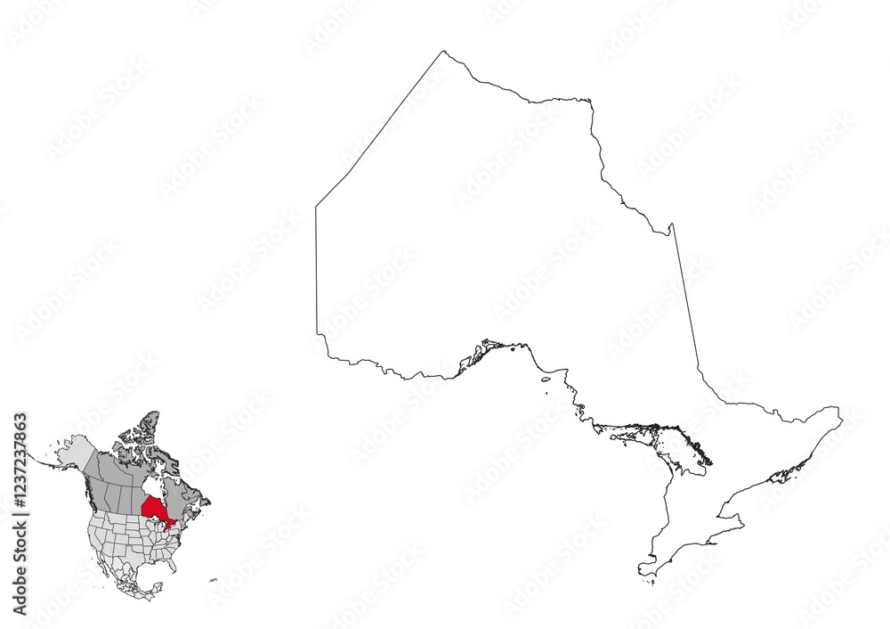 Ontario map in northamerica