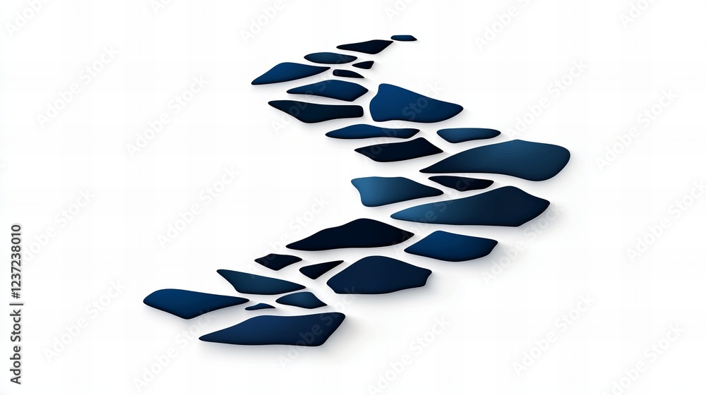 Abstract blue stone pathway design. Modern, minimalist graphic with a cool color palette and smooth, curved lines. Abstract blue stone pathway design. Modern, minimalist graphic with a cool color palette and smooth, curved lines.