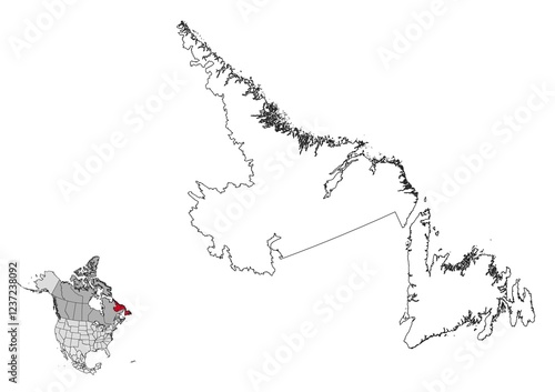 Newfoundland map in northamerica