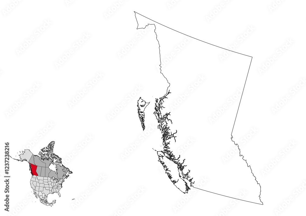 British Columbia map in northamerica