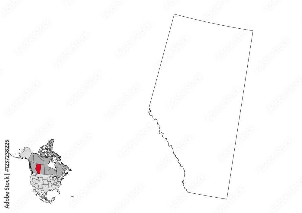 Alberta map in northamerica