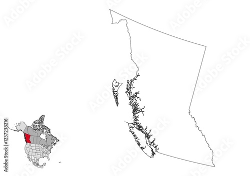 Obraz na płótnie British Columbia map in northamerica w salonie