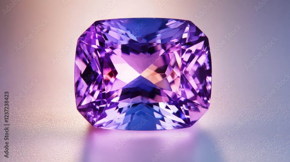 Stunning close-up of a cut amethyst gemstone on soft gradient background Stunning close-up of a cut amethyst gemstone on soft gradient background