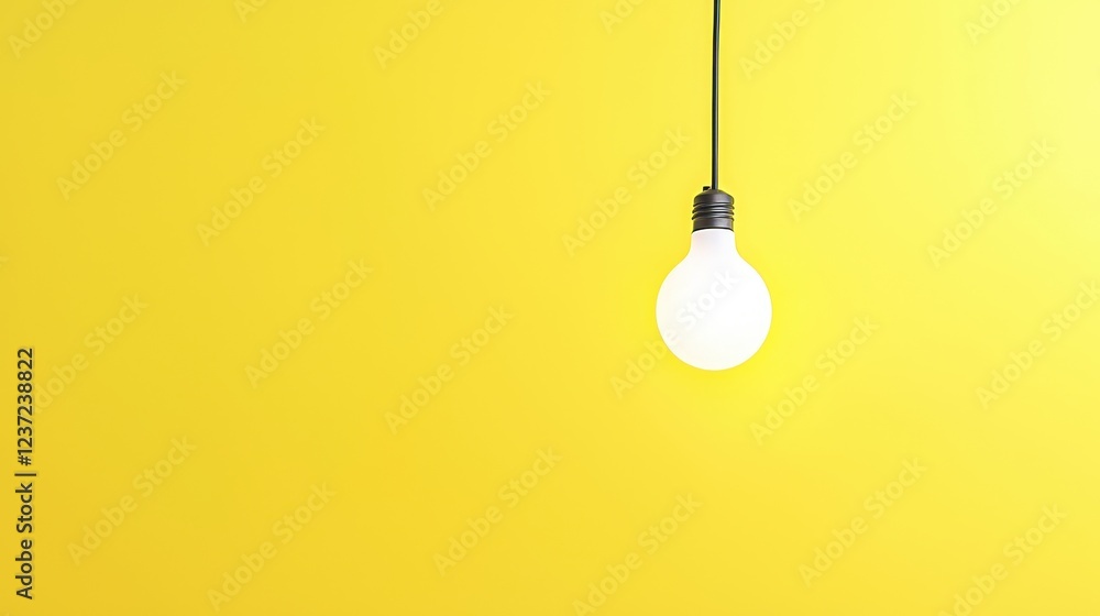 Bright Light Bulb on Vibrant Yellow Background Bright Light Bulb on Vibrant Yellow Background