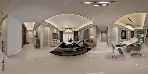 360 degree view  modern home living room