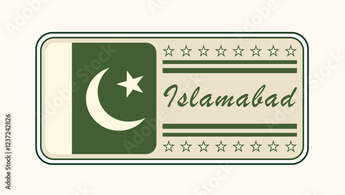  Vintage Islamabad Nameplate with Pakistani Flag Design