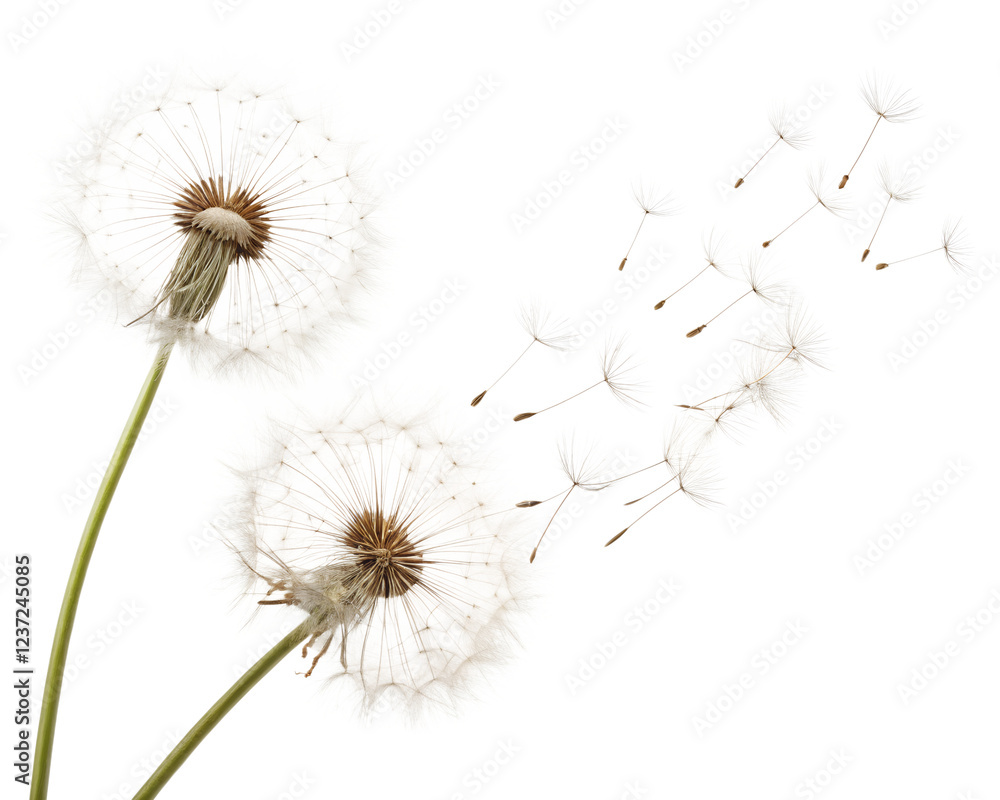 Dandelion seeds gently blowing in the breeze during a sunny afternoon in a serene outdoor environment Transparent PNG Dandelion seeds gently blowing in the breeze during a sunny afternoon in a serene outdoor environment Transparent PNG