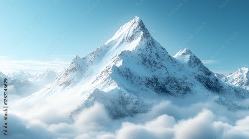 custom made wallpaper toronto digitalMajestic Snow-Covered Mountain Peak on a Clear Day Surrounded by Nature's Beauty and Serenity