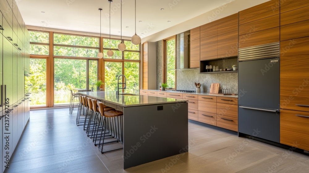 Stainless steel appliances, modern cabinets and open concept design. Stainless steel appliances, modern cabinets and open concept design.