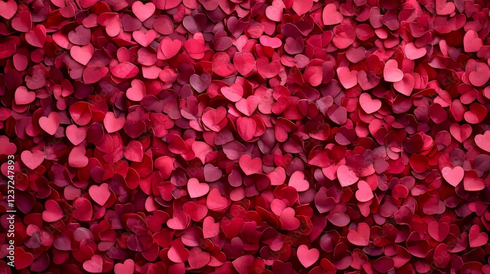 Valentine’s day background with red and pink hearts, romantic greeting card design. Valentine’s day background with red and pink hearts, romantic greeting card design.