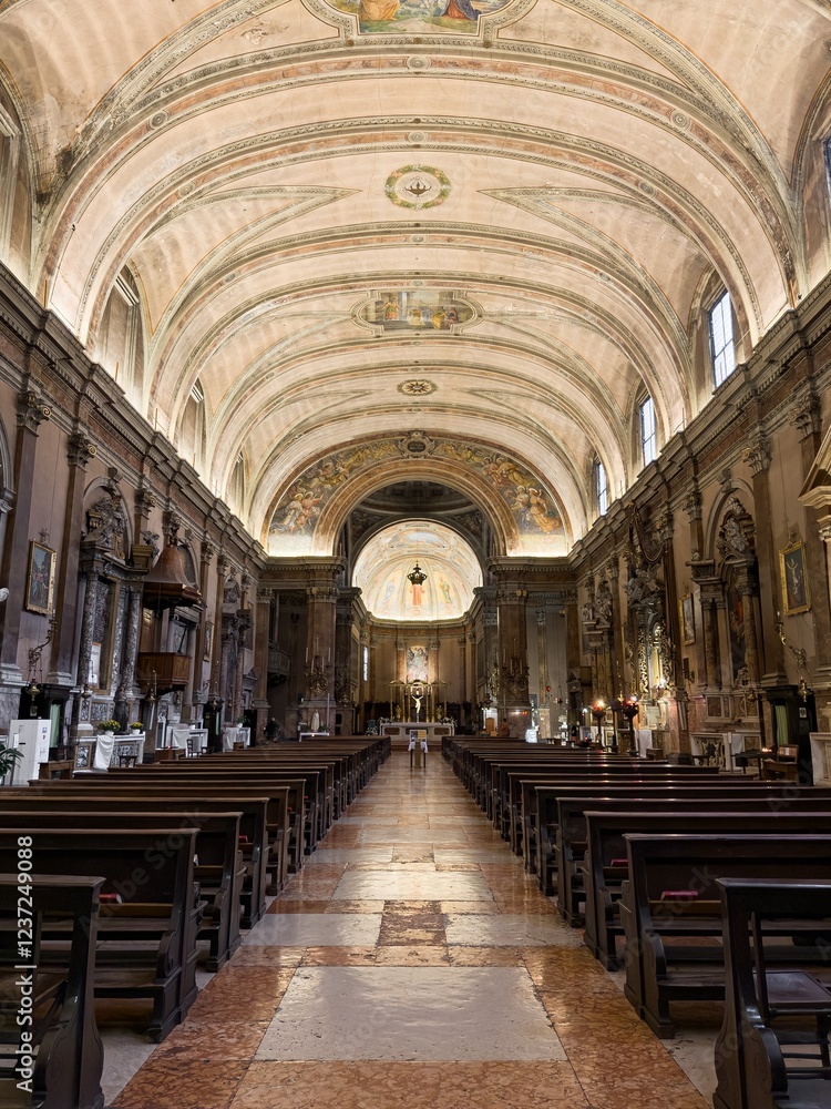 Interior of Chiesa di Sant Eufemia church in Verona, Italy, no people