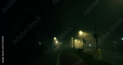 empty street on a foggy night