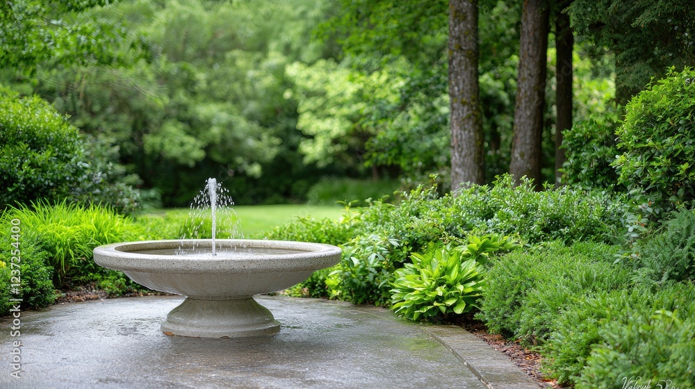 Serene garden fountain, lush greenery, tranquil background, perfect for relaxation Serene garden fountain, lush greenery, tranquil background, perfect for relaxation