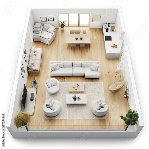 A home staging tool where users can customize furniture layouts and d?(C)cor for dynamic room transformations. photo