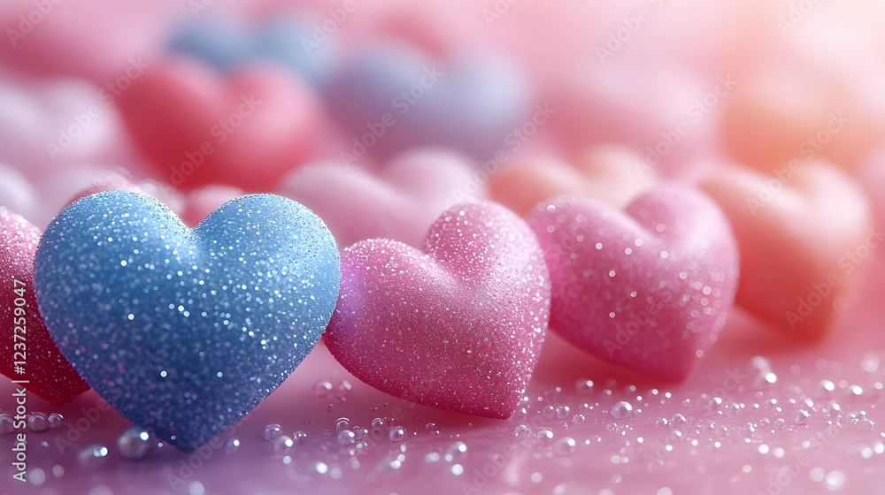 Fototapeta premium Colorful Valentine's Day Hearts Pattern: Romantic Pink Holiday Background Design
