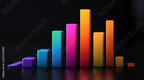 A D-rendered financial bar graph with tall, colorful bars rising against a dark background, symbolizing upward financial growth and success Free Download A D-rendered financial bar graph with tall, colorful bars rising against a dark background, symbolizing upward financial growth and success - GFXLoad