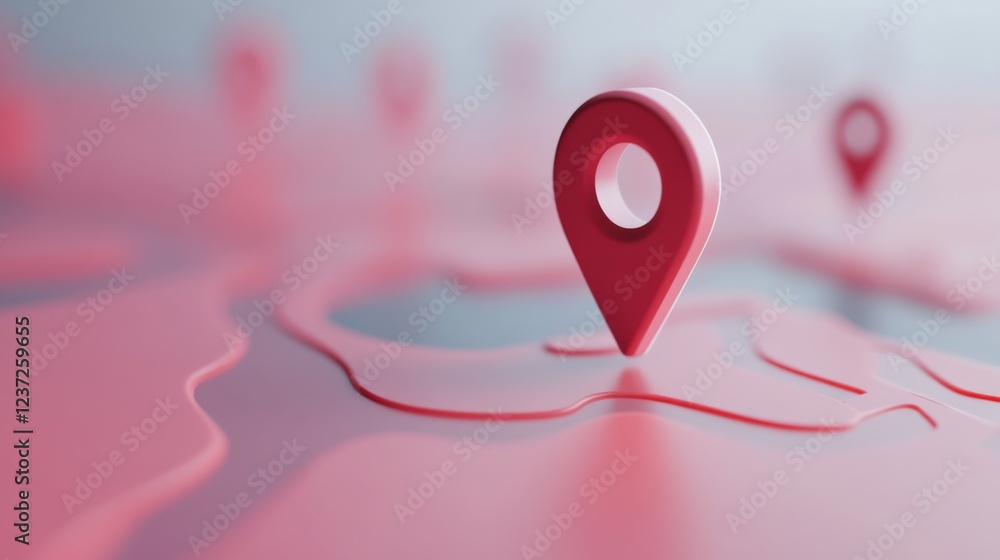 Fototapeta premium Abstract 3D Map Location Pin Design: A Modern Visual