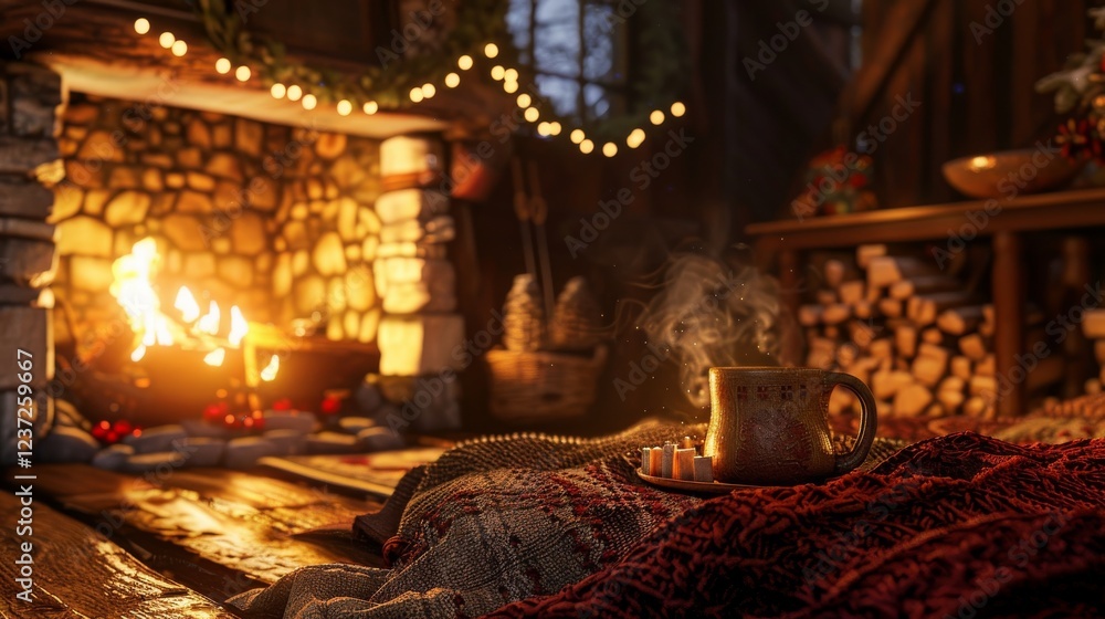 Cozy Fireplace Ambiance - A Warm Hearth in a Welcoming Setting, Crackling Flames and Comforting Glow Cozy Fireplace Ambiance - A Warm Hearth in a Welcoming Setting, Crackling Flames and Comforting Glow
