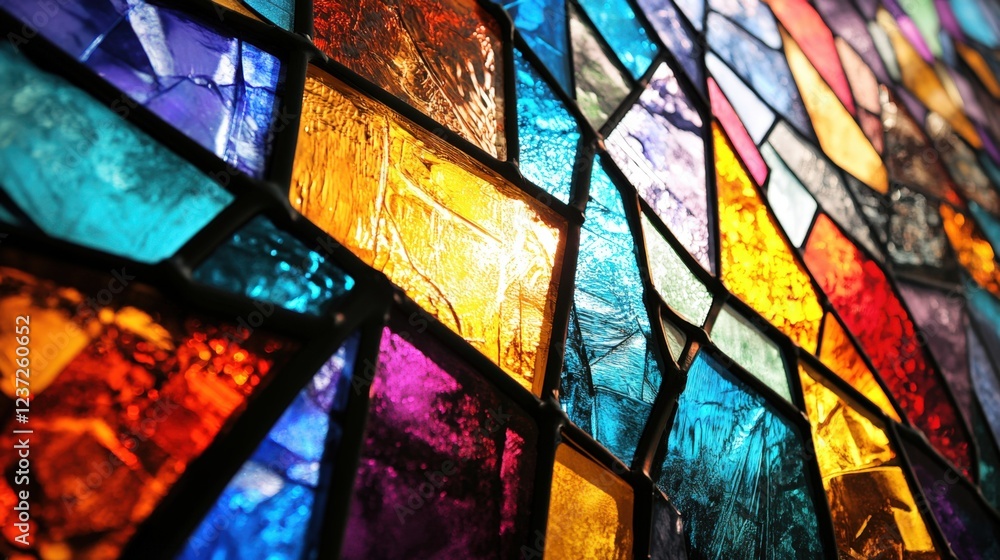 Abstract stained glass pattern in vibrant colors