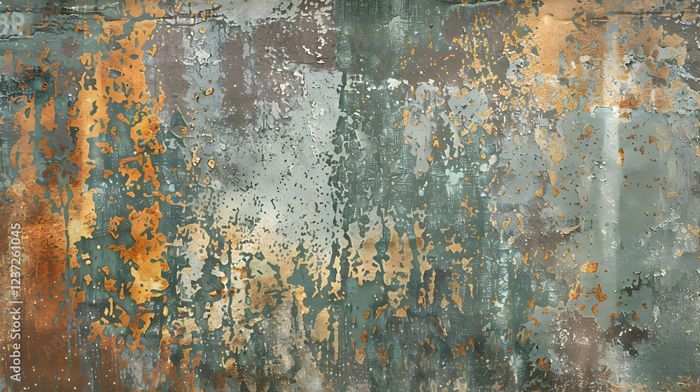Fototapeta premium Abstract textured background featuring rust and patina in earthy tones.