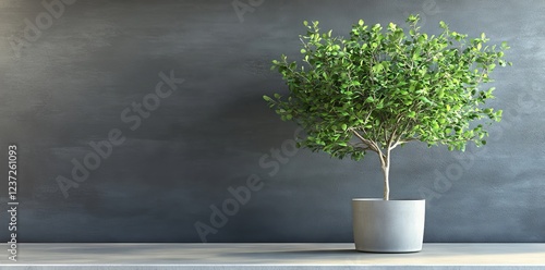 Wallpaper Mural A gray background highlighting a potted eucalyptus plant, with room for text Torontodigital.ca