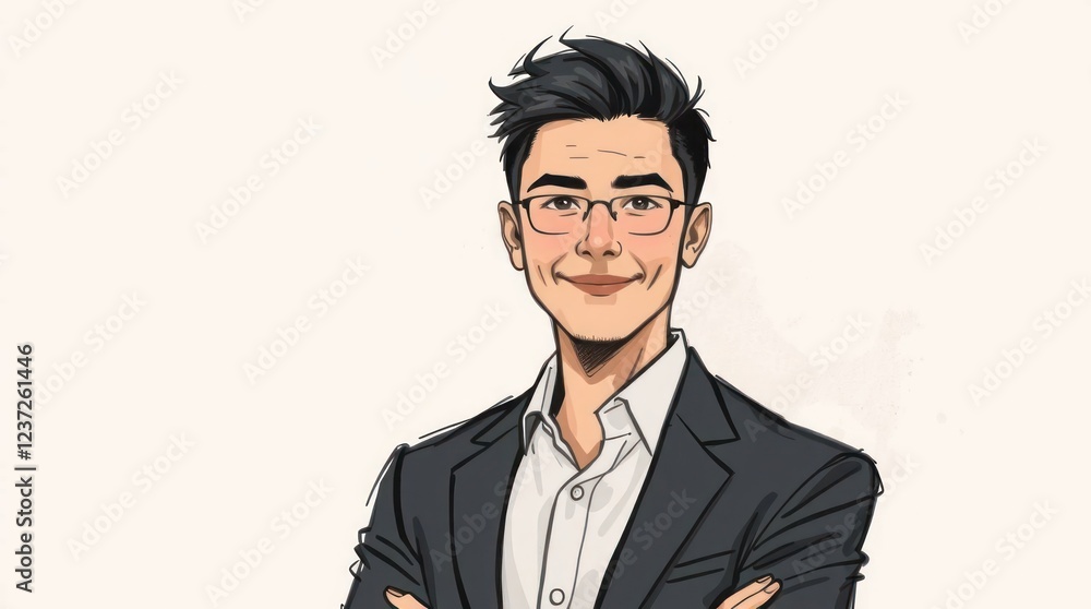 Professional businessman vector design in a formal suit with glasses and a confident pose Professional businessman vector design in a formal suit with glasses and a confident pose