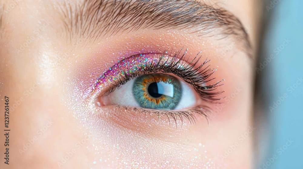 Fototapeta premium Close-up eye makeup glitter beauty shot