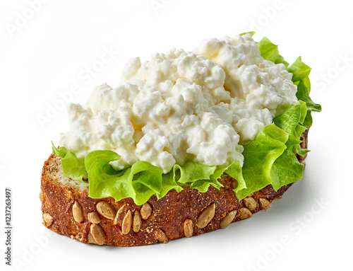 Fotografía bread slice with fresh cottage cheese