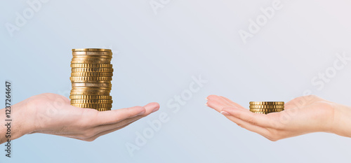 Cuadro en lienzo Gender pay gap, sexism at bookkeeping