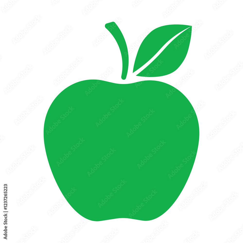Green Apple with leaf - icon vector symbol. Apple fruit symbol illustration. Flat design style isolated on a white background. Healthy lifestyle, farm and bio food concept, EPS 10. Green Apple with leaf - icon vector symbol. Apple fruit symbol illustration. Flat design style isolated on a white background. Healthy lifestyle, farm and bio food concept, EPS 10.