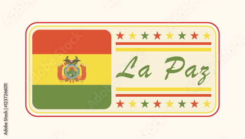  Vintage La Paz Nameplate with Bolivian Flag Design