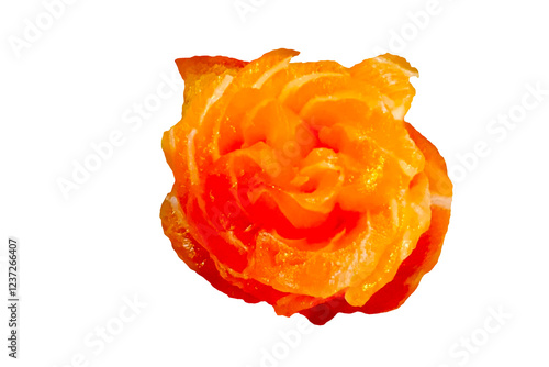 Salmon rose flower sashimi sushi isolated