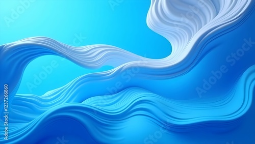 Vibrant high-contrast abstract background with dynamic electric blue and white curvy shapes for trendy web and fashion design