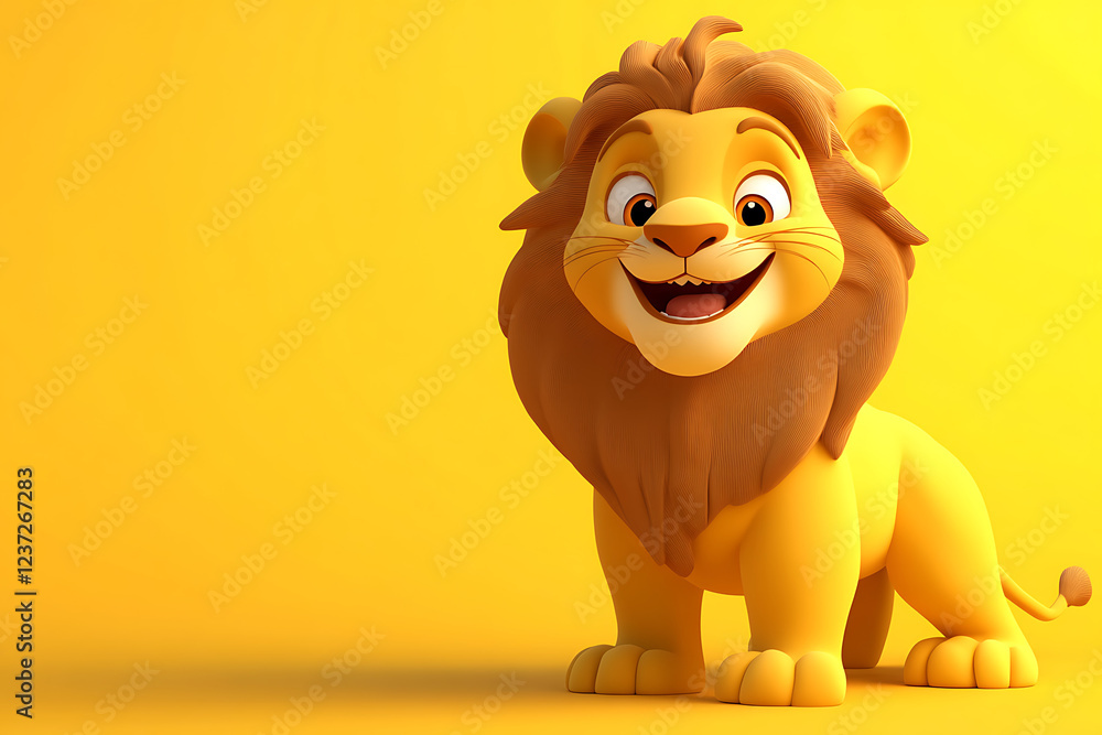 lion on a yellow background, lion on a blank yellow background, a lion, lion, cute lion, yellow background, copy space for add text, 3d rendering, 3d, vector, AI generative lion on a yellow background, lion on a blank yellow background, a lion, lion, cute lion, yellow background, copy space for add text, 3d rendering, 3d, vector, AI generative