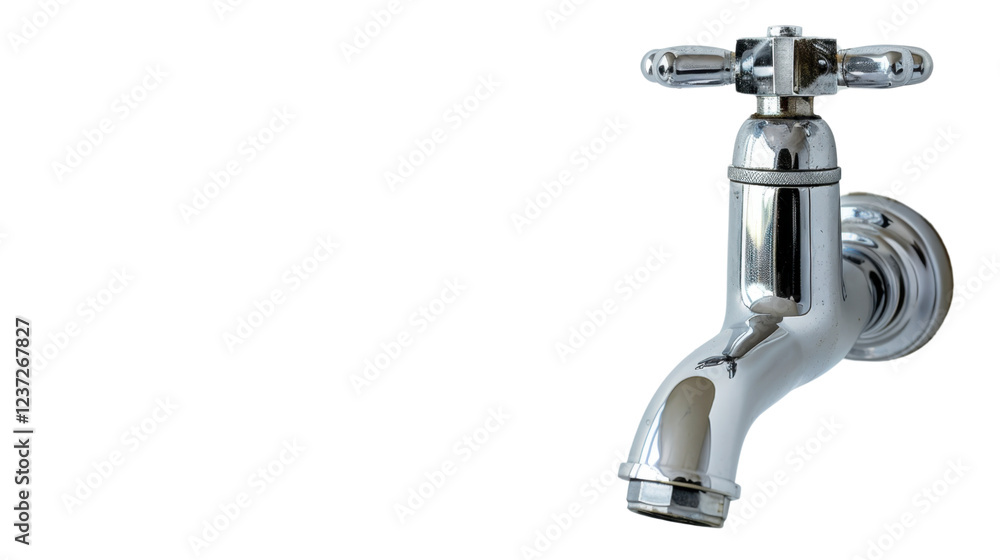 Chrome water tap isolated on transparent background Chrome water tap isolated on transparent background