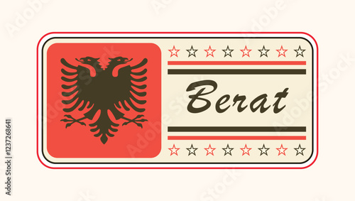 Vintage Berat Nameplate with Albanian Flag Design