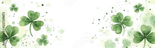 A seamless watercolor shamrock pattern on a white background. Ideal for festive decorations, St. Patrick's Day, and Irish-themed designs.